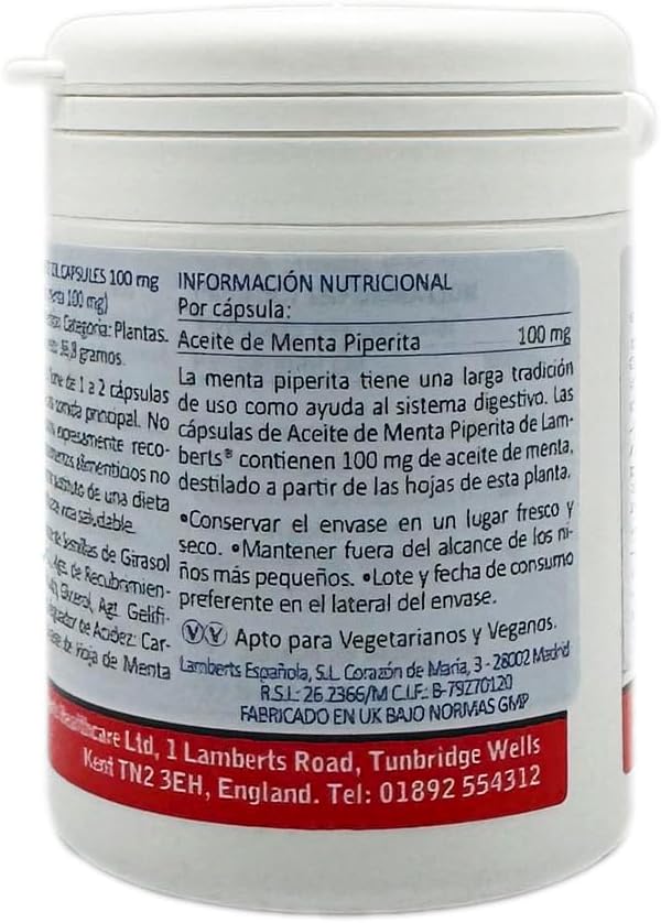 Lamberts Peppermint Oil Capsules 100mg - 90 Capsules : Amazon.co.uk: Health & Personal Care
