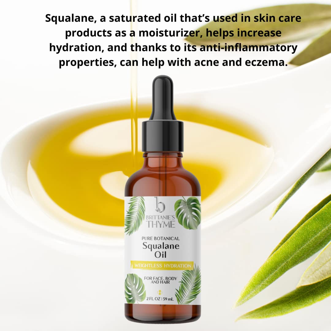 Brittanie'S Thyme Squalane Skin Moisturizing Oil 2Oz | 100% Plant Derived Squalane For Face, Skin & Hair | Luxurious Formula, Lightweight Formula For Hydration : Beauty & Personal Care
