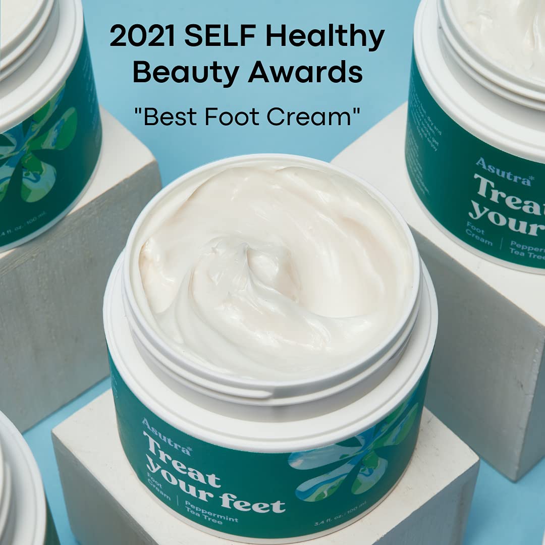 ASUTRA Treat your Feet Foot Cream, 3.4 fl.oz | Rich Lotion for Dry, Cracked Feet | Peppermint & Tea Tree Essential Oils for Healthy Feet : Beauty & Personal Care