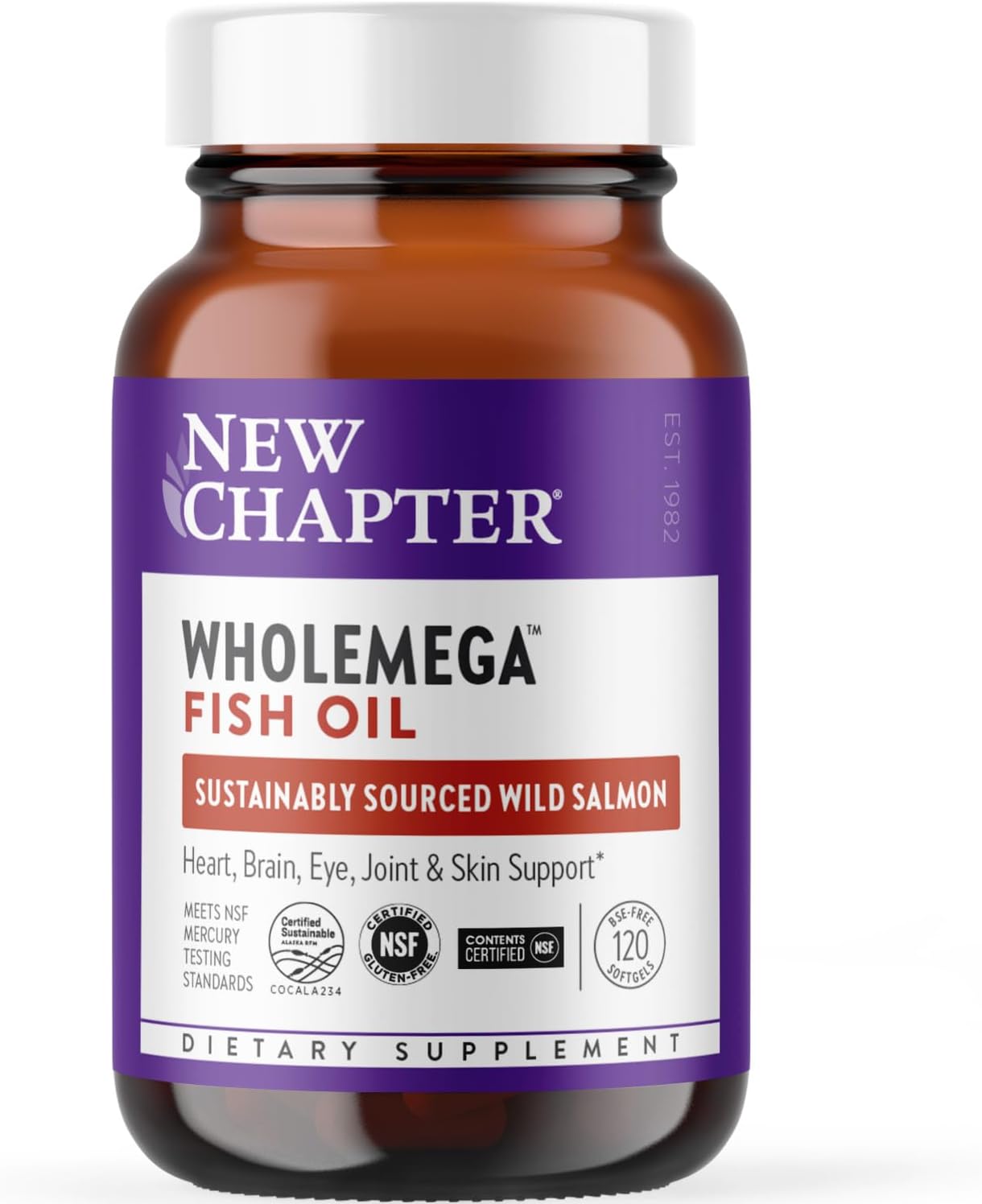 New Chapter Wholemega Fish Oil Supplement - Wild Alaskan Salmon Oil wi