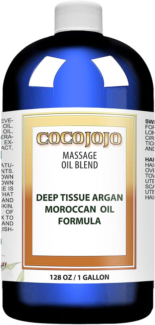 Cocojojo Massage Oil Deep Tissue 32 Oz Pure Massage Oils for Massage Therapy with 100% Pure Moroccan Argan Oil - All Natural Massage Oil