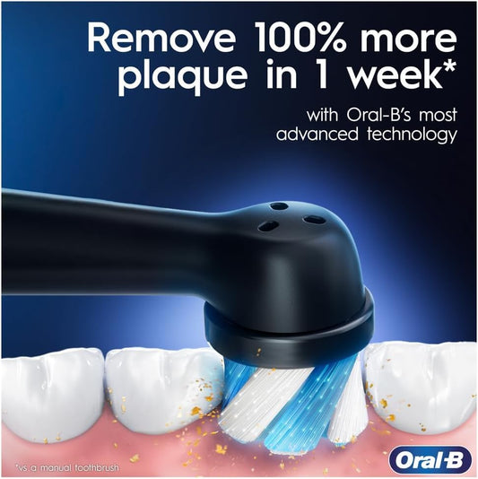 Oral-B Io3 Electric Toothbrushes Adults, 4 Toothbrush Heads, 3 Modes With Teeth Whitening, 2 Pin Uk Plug, Black