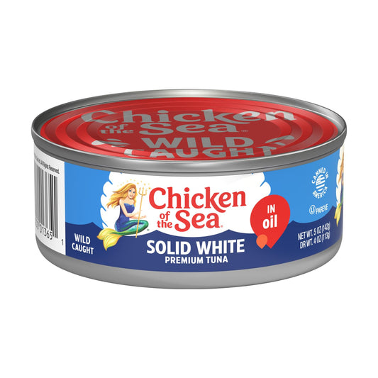 Chicken of the Sea Solid White Albacore Tuna in Oil, Wild Caught Tuna, 5-Ounce Can (Pack of 24)