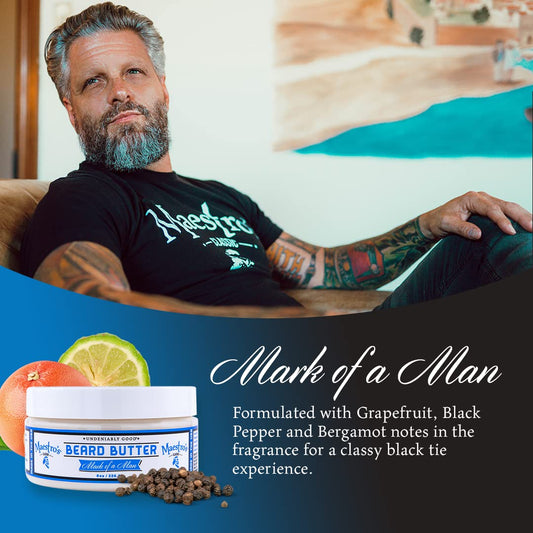 Maestro'S Classic Beard Butter | Anti-Itch, Extra Soothing, Hydrating Beard Creme For All Beard Types & Lengths- Mark Of A Man Blend, 4 Ounce
