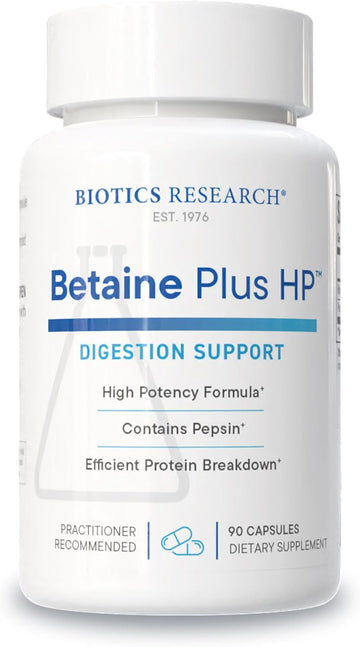 Biotics Research Betaine Plus Hp - High Potency Hydrochloric Acid Supplement, Supports Digestive Function 90 Capsules