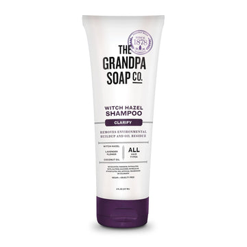 The Grandpa Soap Company Clarifying Witch Hazel Shampoo - Removes Buildup, With Witch Hazel & Lavender Flower, For All Hair Types, Vegan, Sulfates And Parabens Free, 8 Fl Oz