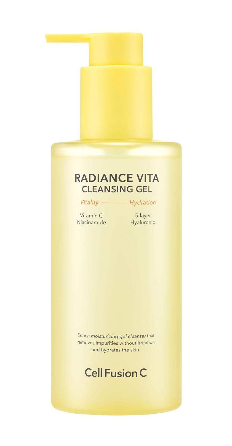 Cell Fusion C Radiance Vita Cleansing Gel, Vitamin C + Bha + 5 Hyaluronic Acids - Gel To Foam Daily Face Wash, Brightens & Exfoliates, 6.76 Fl.Oz / 200Ml - Skincare For Face