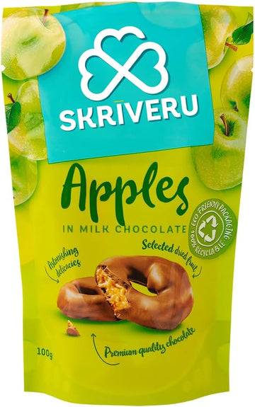 SkrVeru Apples In Milk Chocolate (2 * 100G) – Belgian Cocoa Coated Dried Apples, Sweet & Tangy Treat, No Artificial Colors Or Preservatives, Made With Premium Ingredients, 100% Recyclable Packaging