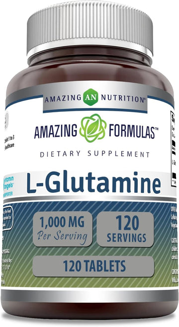 Amazing Formulas L Glutamine 1000mg 120 Tablets | Amino Acid Supplement for Men & Women | Non-GMO | Gluten Free | Made in USA