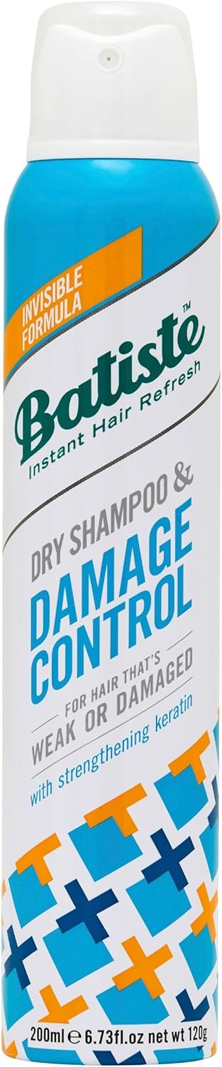 Batiste Dry Shampoo Damage Control 200Ml, Hair Benefits For Weak Or Damaged Hair, With Keratin, No Rinse Spray To Refresh Hair In Between Washes (Pack Of 2)