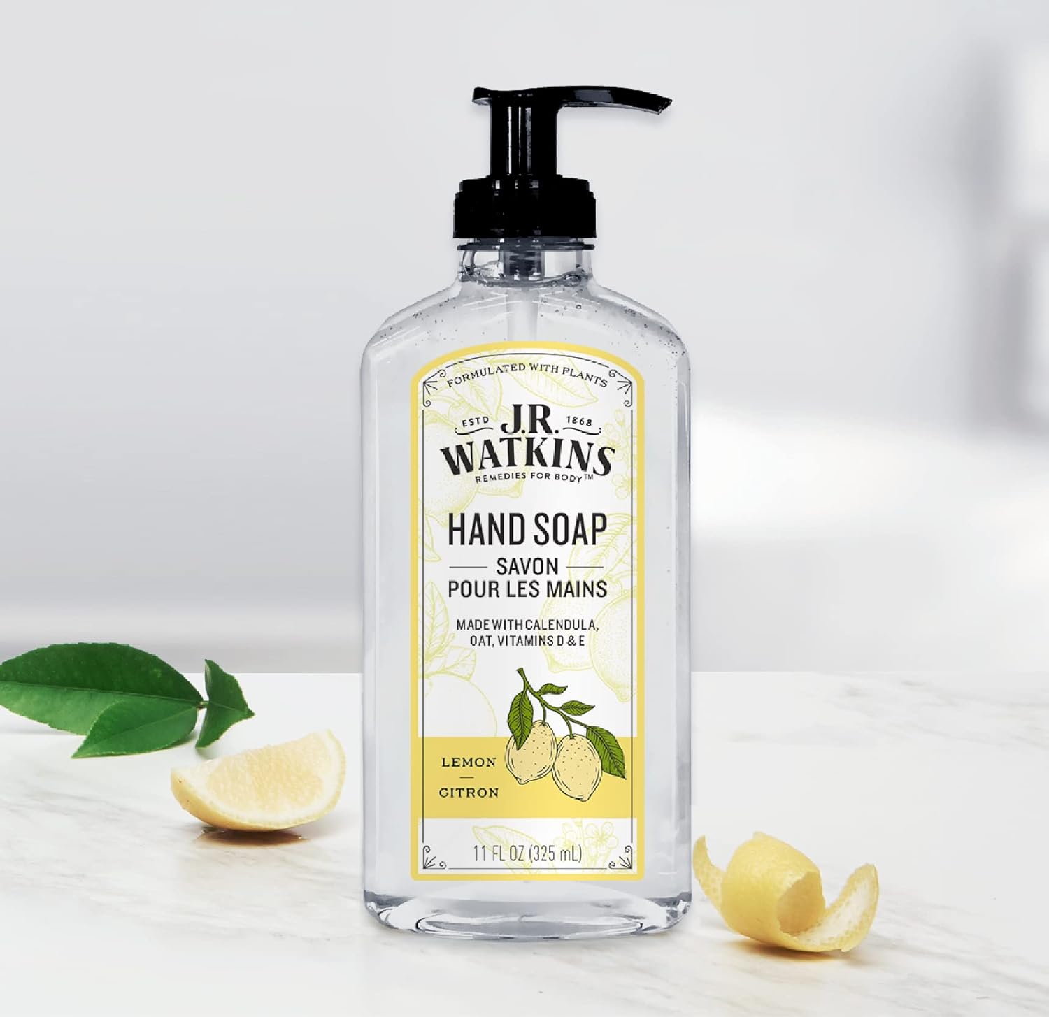 J.R. Watkins Liquid Hand Soap With Dispenser, Moisturizing Hand Soap, Alcohol-Free Hand Wash, Cruelty-Free, USA Made Liquid Soap For Bathroom or Kitchen, Lemon, 11 Fl Oz, 3 Pack : Beauty & Personal Care