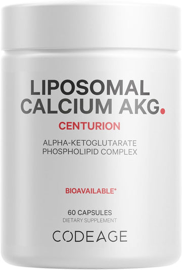 Codeage Liposomal Calcium AKG Supplement - Pure Alpha Ketoglutarate Acid - 2-Month Supply - Liposomal Delivery for Bioavailability - Bone, Energy, Muscle Support, Healthy Aging - Non-GMO - 60 Capsules