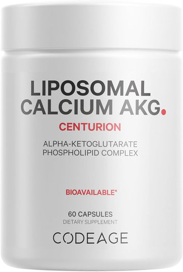 Codeage Liposomal Calcium Akg Supplement - Pure Alpha Ketoglutarate Acid - 2-Month Supply - Liposomal Delivery For Bioavailability - Bone, Energy, Muscle Support, Healthy Aging - Non-Gmo - 60 Capsules