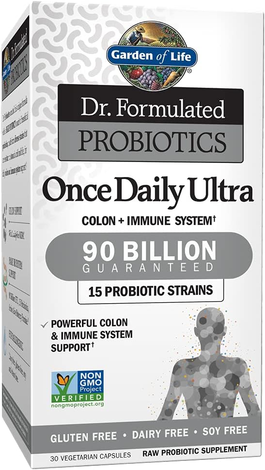 Garden Of Life Probiotics For Women And Men, Dr. Formulated Once Daily Ultra 90 Billion Adult Probiotic For Digestive Health, Immune System Support, Acidophilus, Prebiotics, 30 Vegetarian Capsules