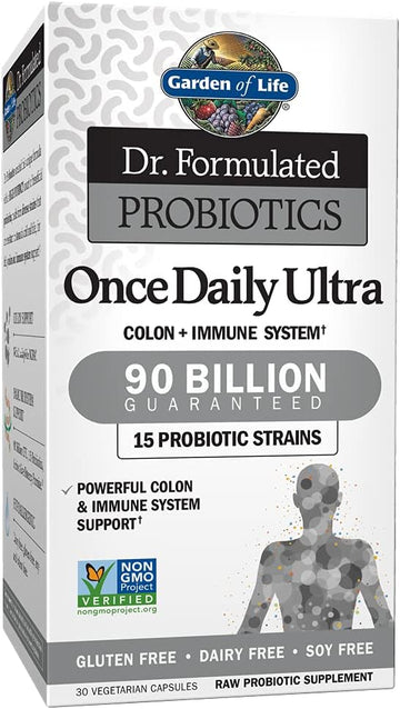 Garden Of Life Probiotics For Women And Men, Dr. Formulated Once Daily Ultra 90 Billion Adult Probiotic For Digestive Health, Immune System Support, Acidophilus, Prebiotics, 30 Vegetarian Capsules