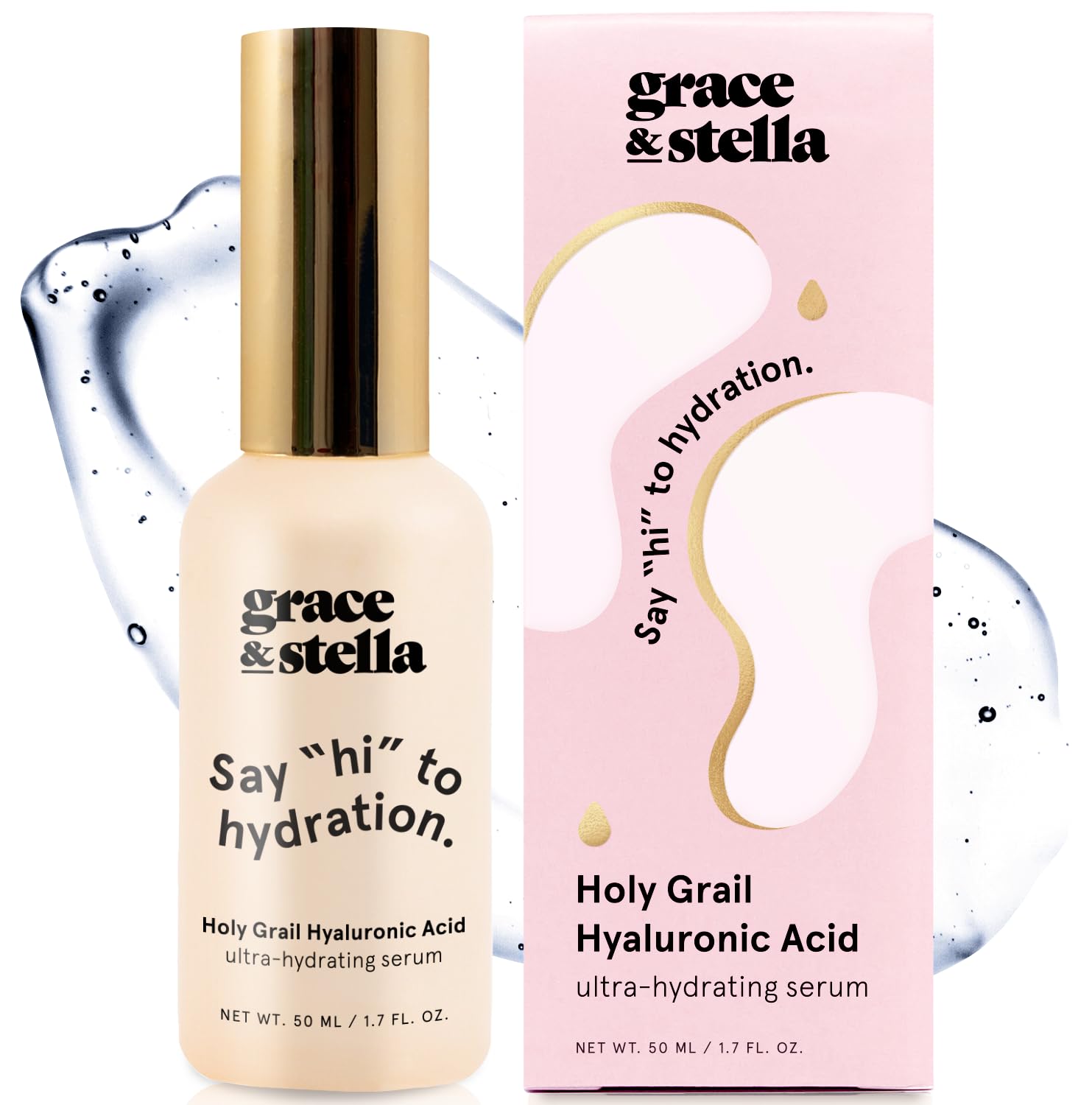 Grace & Stella Award Winning Hyaluronic Acid Serum (50Ml/1.7 Fl Oz) Hyaluronic Acid Serum For Face - Acido Hialuronico Face Serum For Women - Hydrating Serum Remove Fine Lines, Wrinkles - Anti Aging