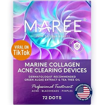 MAREE Acne ?learing Devices with Natural Green Algae Extract & Tea Tree Oil - Hydrocolloid Acne Therapy Device - Cover and Reduce Zits, Pimples, Blemishes, Spots