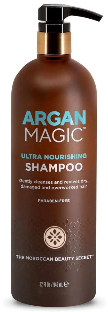 Argan Magic Ultra Nourishing Shampoo - Argan Oil And Antioxidants To Nourish And Restore Damaged And Over-Processed Hair Types | Made In Usa, Paraben Free, Cruelty Free (32 Oz)