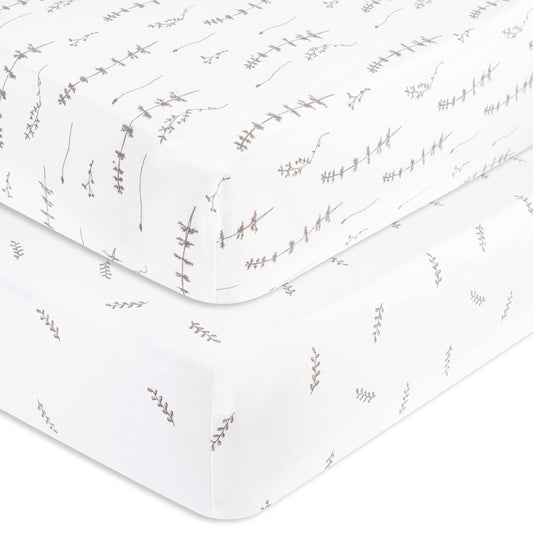 Changing Pad Cover And Crib Sheet Set Bundle (Forest Grey Print)