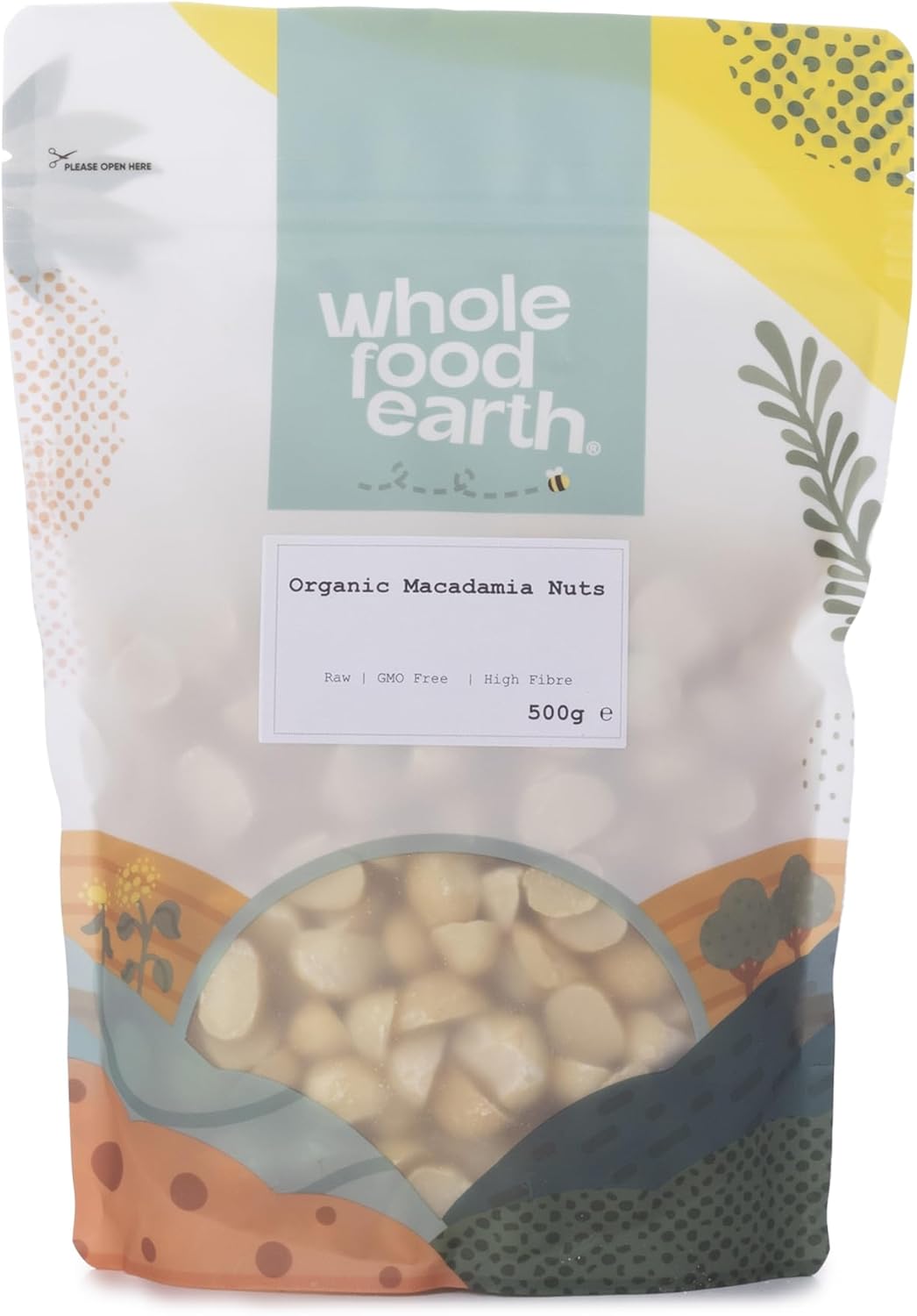 Wholefood Earth Organic Macadamia Nuts 500G Raw | Gmo Free | Vegan | High Fibre | Certified Organic