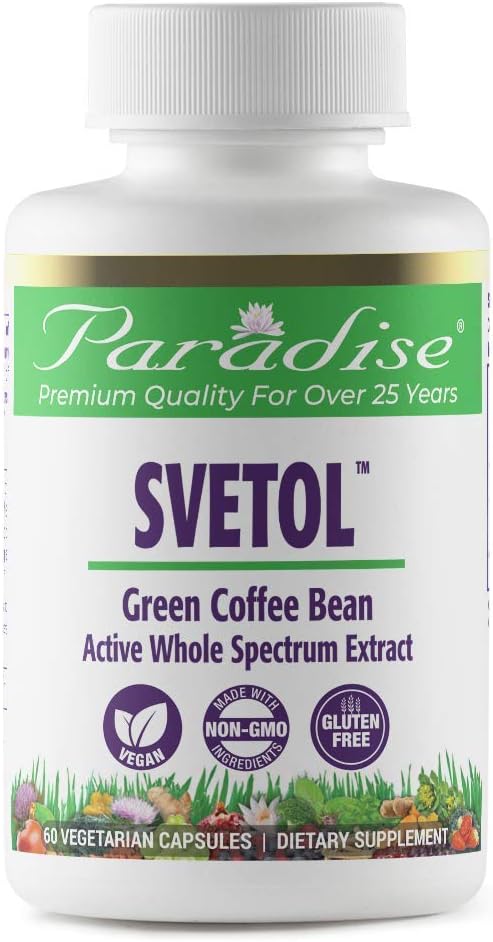 Paradise Herbs Svetol, Green Coffee Bean Extract, Active Plant Extract, Vegan, Non GMO, Gluten Free, 60 Count Vegetarian Capsules