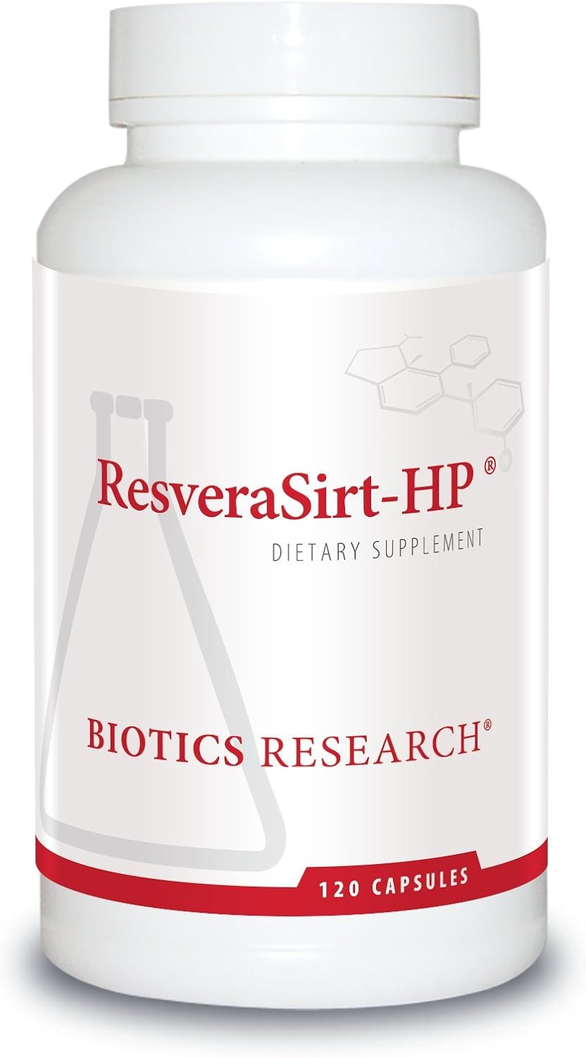 Biotics Research Resverasirt Hp Formulated By Dr. Mark Houston, Trans Resveratrol, Quercetin, Increase Sirtuin Activity, Cardiovascular Support, Heart Power, Vascular Support. 120 Caps