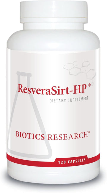 Biotics Research Resverasirt Hp Formulated By Dr. Mark Houston, Trans Resveratrol, Quercetin, Increase Sirtuin Activity, Cardiovascular Support, Heart Power, Vascular Support. 120 Caps