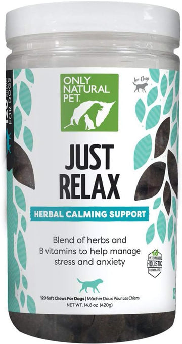 Only Natural Pet - Just Relax Herbal Calming Soft Chews for Dogs | Natural Anxiety Relief Treats, Premium Dog Relaxation Aid, Stress and Anxiety Relief Supplement - Bacon Flavor - 120 Soft Chews