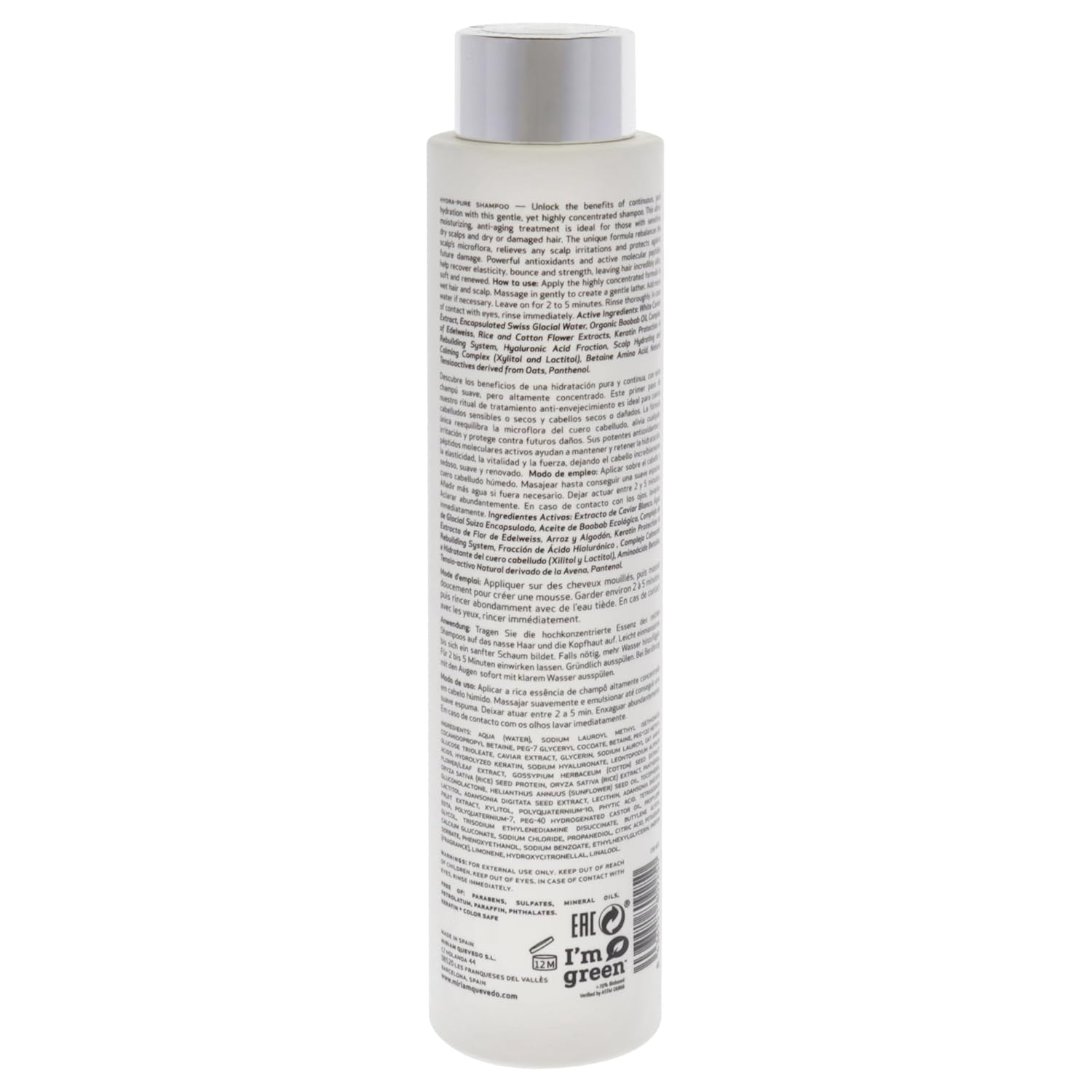 Miriam Quevedo Glacial White Caviar Hydra Pure Shampoo For Unisex - 8.4 Oz Shampoo : Beauty & Personal Care