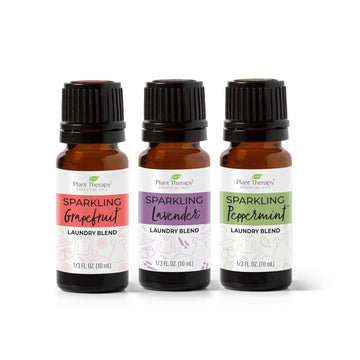 Plant Therapy Sparkling Laundry Essential Oil Blends Set Of 3, Peppermint, Grapefruit & Lavender, Pure, Undiluted, Wash Fragrance And Scent Enhancer