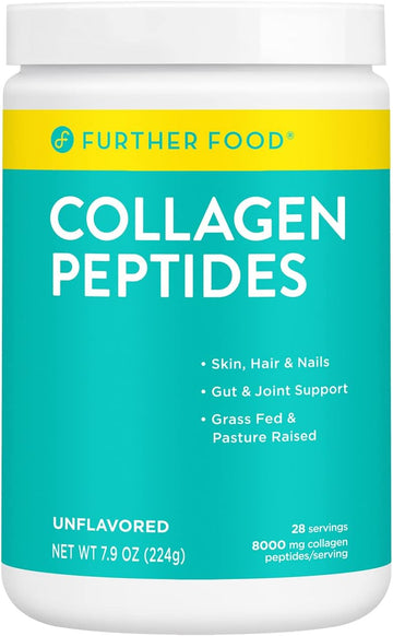Further Food Premium Unflavored Collagen Peptides Powder Supplement | Premium Grass-Fed, Keto Protein | Hydrolyzed Collagen Powder For Maximum Absorption - For Men And Women(7.9 Oz)
