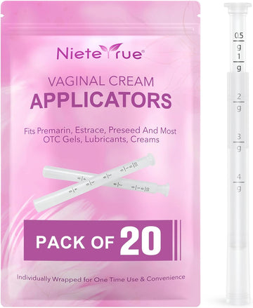 Updated Disposable Vaginial Cream Applicators (20 Packs) Individually Wrapped Hygienic Dosage Markings Fit to Most Lub-RIC-Ants, Cream, or Gels, Feminine Care Applicators