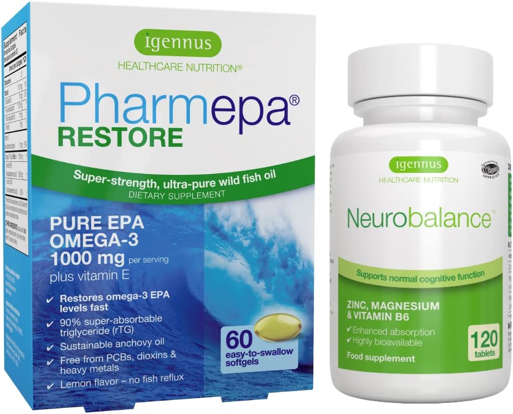 Pharmepa Restore Epa + Neurobalance Zinc, Magnesium & Vitamin B6 Mood Health Bundle, By Igennus