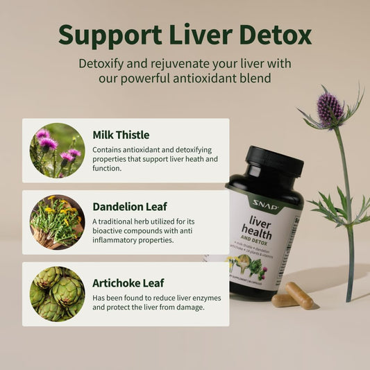 Snap Supplements Liver Health Support Supplement, Natural Liver Cleanse Detox And Repair, 60 Count