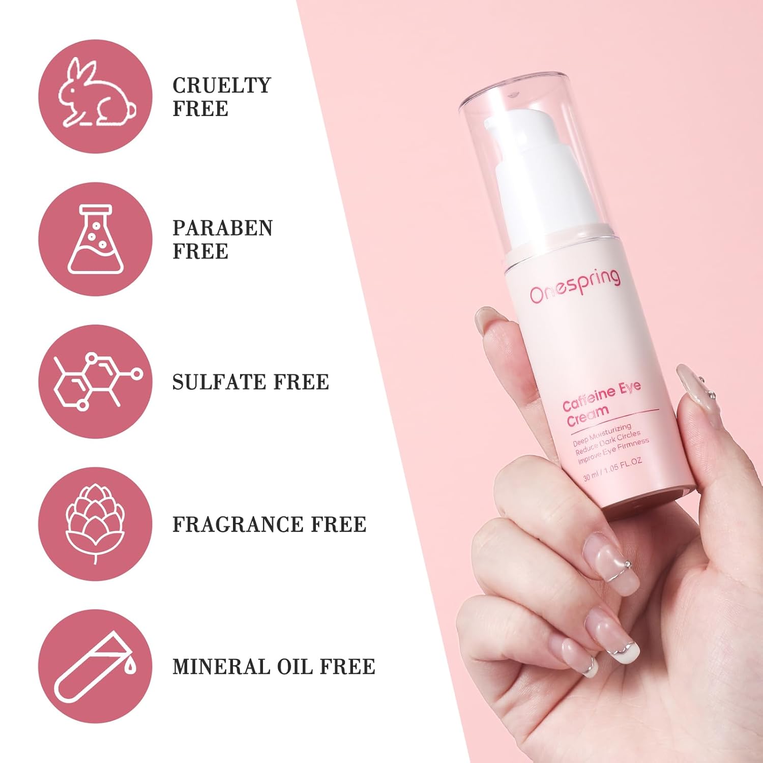 Onespring Eye Cream 1.05 Fl Oz, Caffeine Eye Cream For Dark Circles, Puffiness, Wrinkles, Fine Lines, Undereye Treatment For Women & Men, Daily Eyecream For Moisturizing And Hydrating, Osp8899 : Beauty & Personal Care