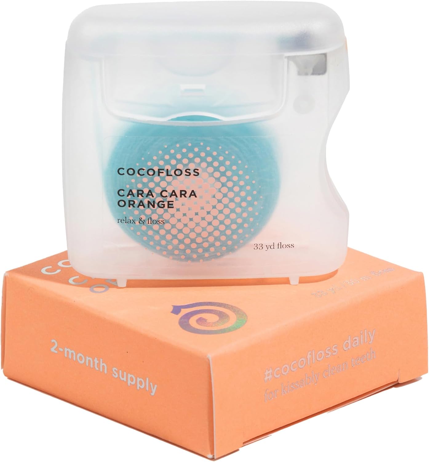 Cocofloss Woven Dental Floss, Dentist-Designed Oral Care, Orange Scent, Waxed, Expanding, Kid-Friendly String Floss With Coconut Oil, 1 Spool (33 Yd)