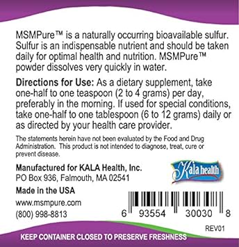 Kala Health Msmpure Msm - 8.8 Oz Coarse Powder Flakes, 99.9% Pure Dist