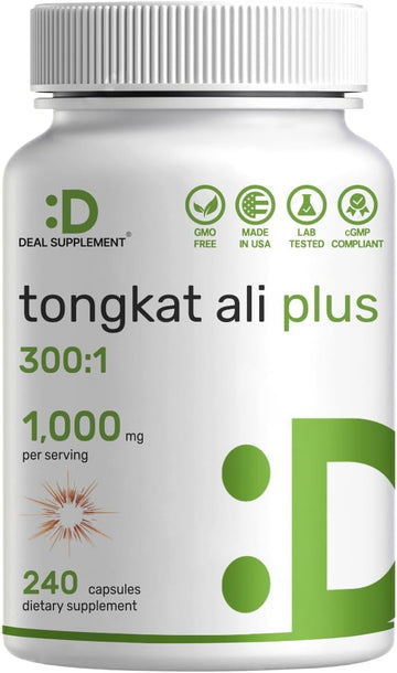 Tongkat Ali Extract 300:1 With Horny Goat Weed 1,100Mg, 240* Capsules – Indonesian Longjack