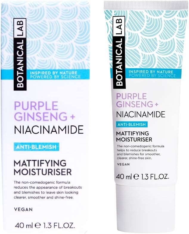 Botanical Lab Purple Ginseng + Niacinamide Anti-Blemish Mattifying Moisturiser 40Ml | Minimises The Appearance Of Pores & Reduces Shine To Leave Skin Looking Mattified