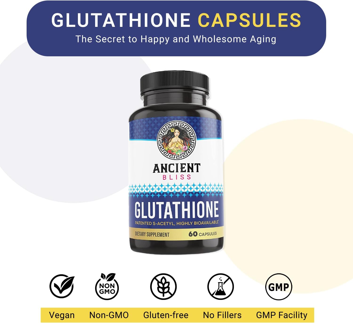Ancient Bliss S-Acetyl Glutathione Supplement Cellular Antioxidant & Immune Support Supplement, Joint Support Supplement for Men & Women (60 Capsules) : Health & Household