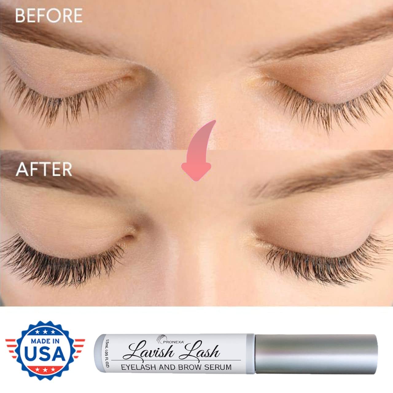 Pronexa Hairgenics Lavish Lash – Eyelash Growth Enhancer & Brow Serum With Biotin & Natural Growth Peptides For Long, Thick Lashes And Eyebrows! Dermatologist Certified, Cruelty Free & Hypoallergenic. : Beauty & Personal Care