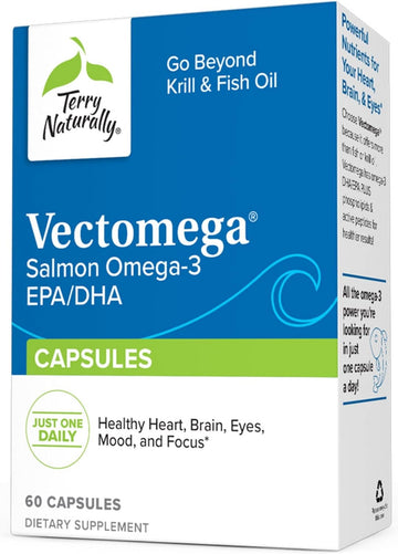 Terry Naturally Vectomega - 60 Capsules - Omega-3 from Salmon, Includi