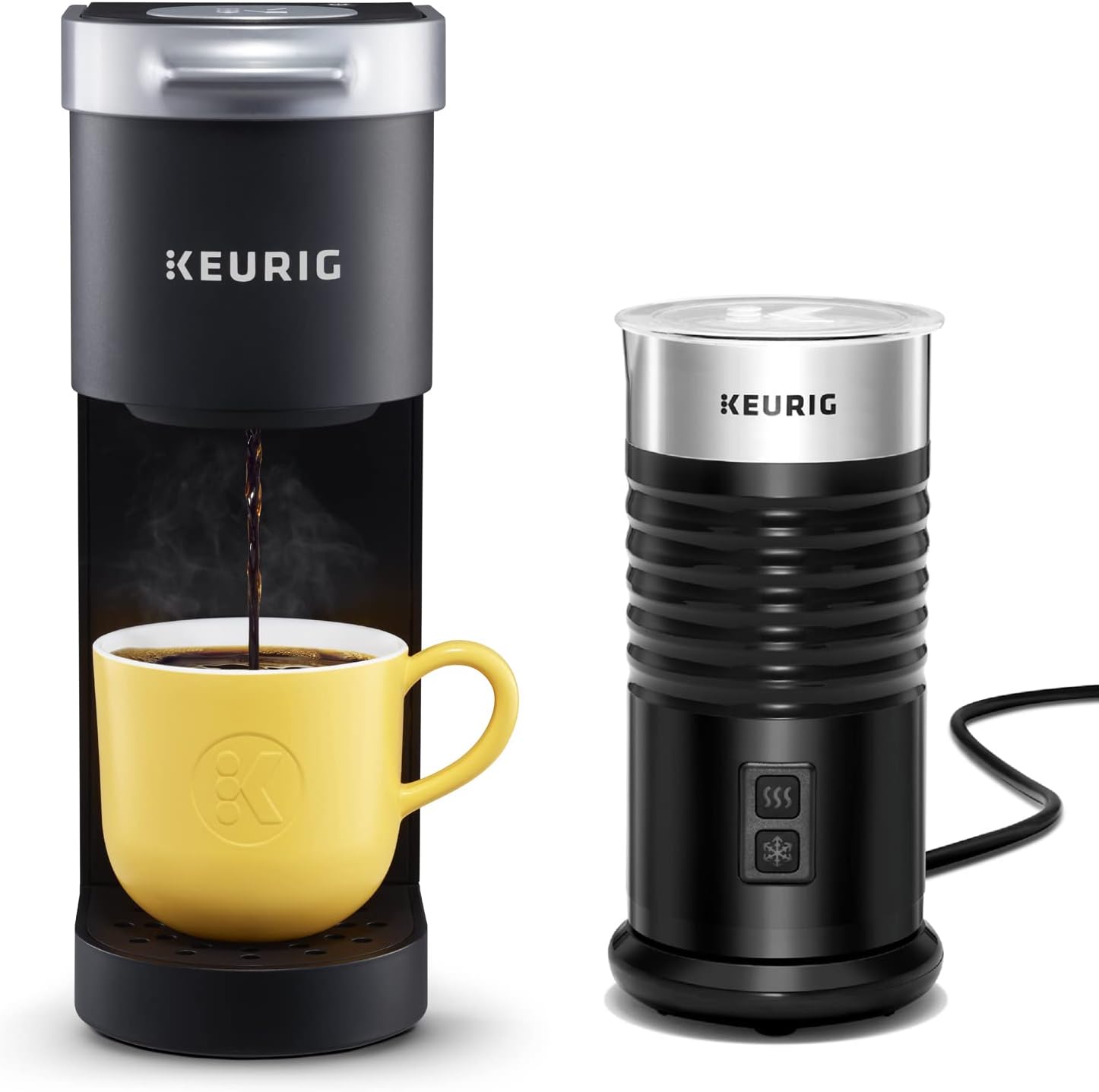 Keurig K-Mini Single-Serve K-Cup Coffee Maker, Black And Keurig Standalone Milk Frother, Black