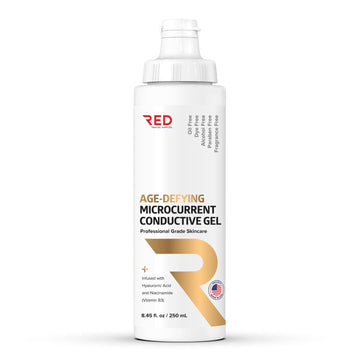 Age-Defying Microcurrent Conductive Gel With Hyaluronic Acid & Niacinamide (Vitamine B3), 8.45 Fl Oz - Long-Lasting, Non-Greasy, Hypoallergenic - 2 Bottles + Applicator, 8.45 Fl Oz / 250Ml