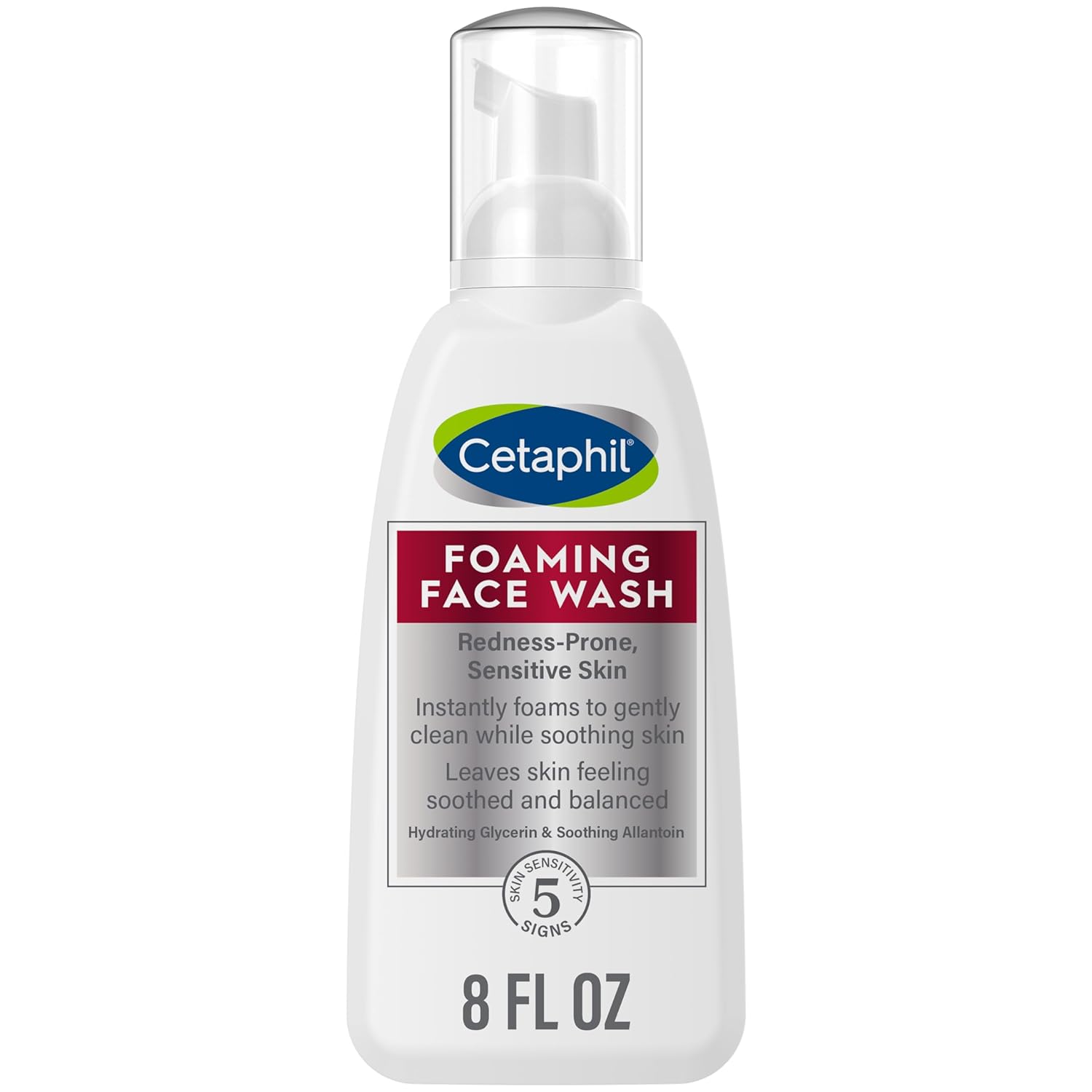 Cetaphil Redness Relieving Foaming Face Wash For Sensitive Skin , 8 Fl Oz , Gently Cleanses & Calms Sensitive Skin Without Over Drying, (Packaging May Vary)