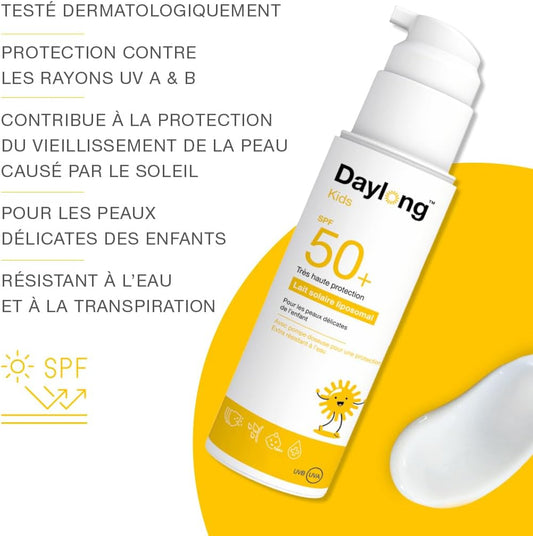 Daylong Kids Spf50 Sunscreen Lotion 150 Ml, High Protection For Kids Aged 1+, Water Resistant, No Paraben Or Fragrance, Suitable For Sensitive Skin