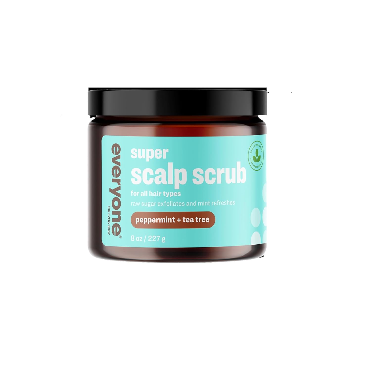 Everyone Hair Care Super Scalp Scrub - Peppermint & Tea Tree, 8 Fl Oz Bottle, Scalp Exfoliator, Gentle Hair Scrub Removes Dirt & Sweat Build Up, Sulfate Free & Paraben Free