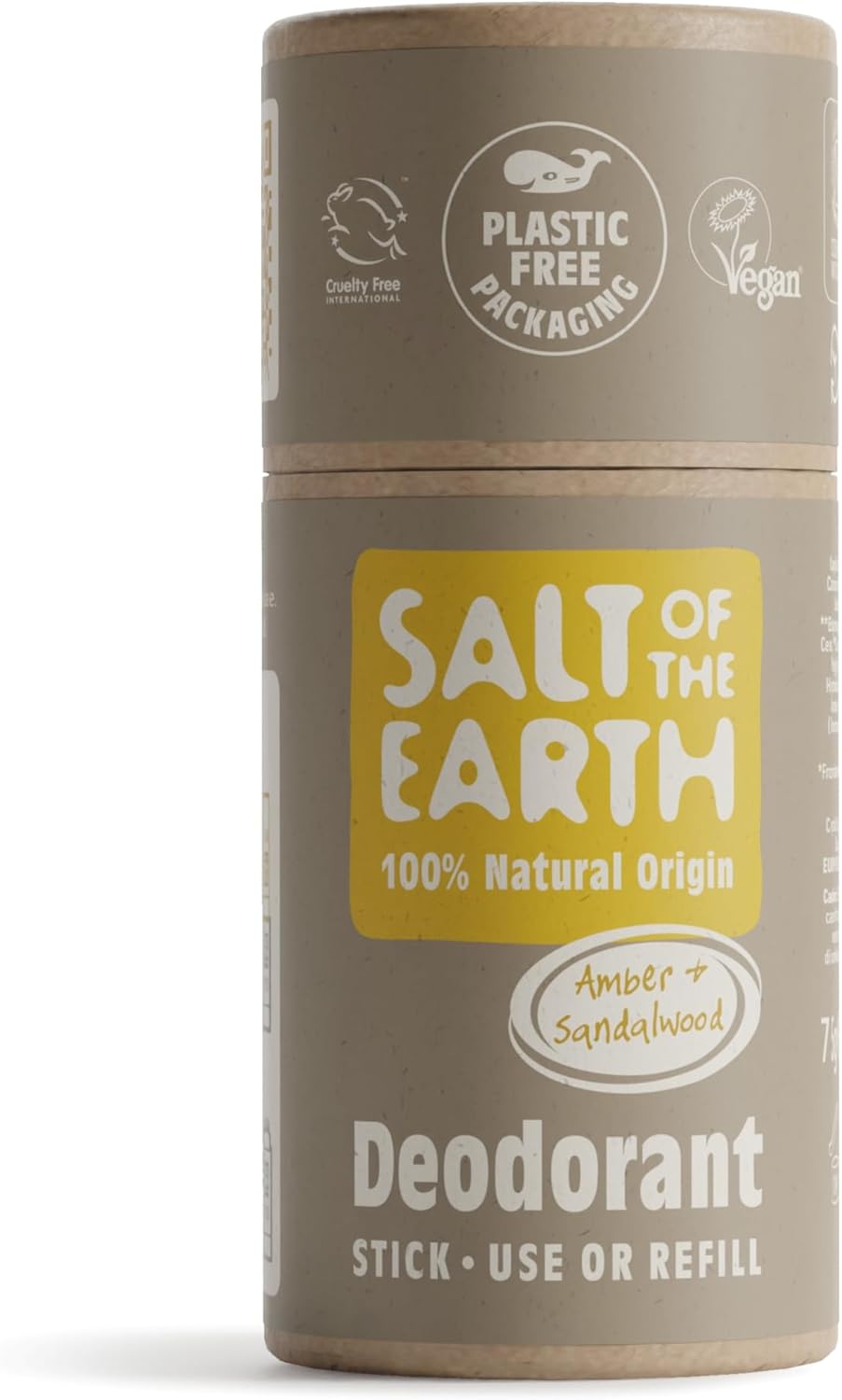 Salt Of The Earth - Natural Deodorant Stick Refill - Vetiver & Citrus - Vegan, Long Lasting Protection, Leaping Bunny Approved, Made In The Uk For Men, Women & Kids - 75G