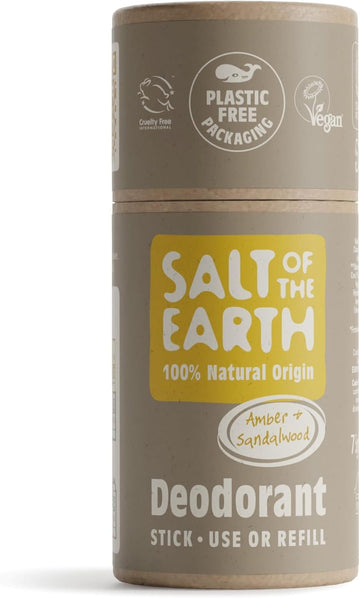 Salt Of The Earth - Refillable Natural Deodorant Stick - Melon & Cucumber - Aluminium Free With Natural Origin Ingredients, Vegan & Long Lasting Protection, Uk Made For Women, Men & Kids - 84G
