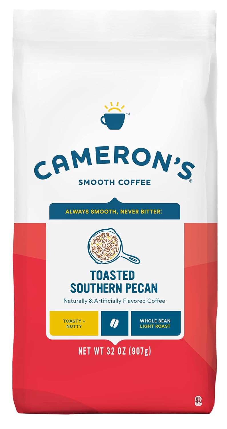 Cameron's Coffee Roasted Whole Bean Coffee, Flavored, Toasted Southern Pecan, 32 Ounce, (Pack of 1)